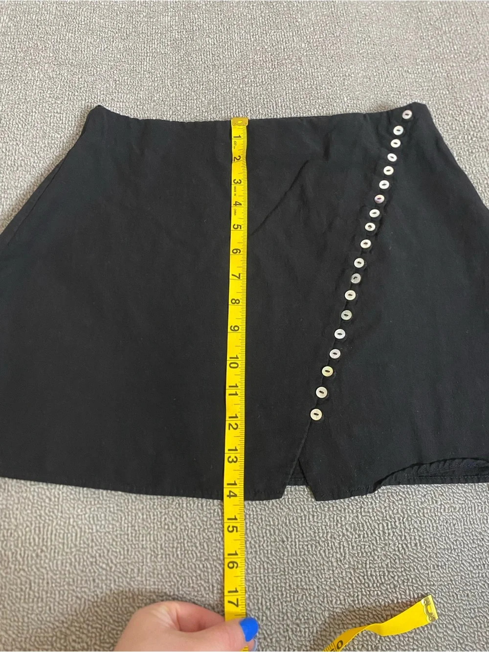 Zara Black Asymmetric Wrap Style Button A-Line Micro Mini Skirt- Casual Everyday - Picture 3 of 6